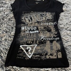 GUESS Black and Gray Graphic Tee